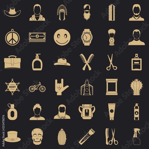 Hairdresser icons set. Simple style of 36 hairdresser vector icons for web for any design