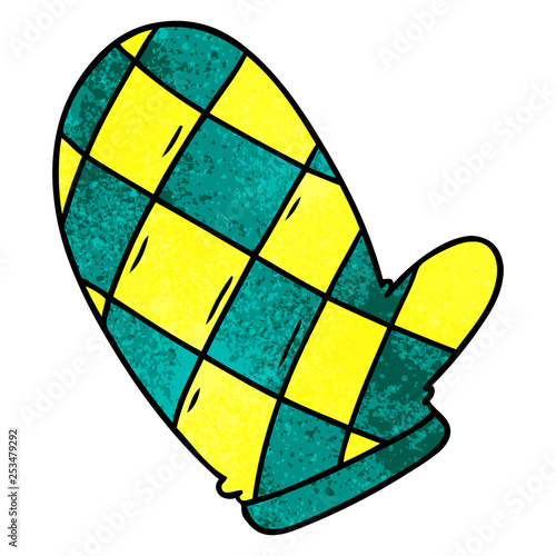 textured cartoon doodle of an oven glove