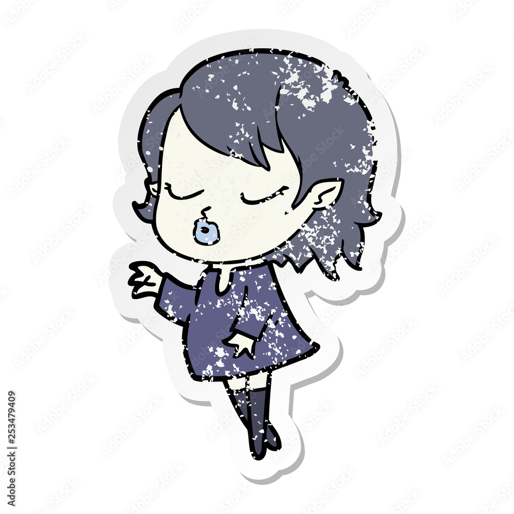 distressed sticker of a cute cartoon vampire girl distressed sticker of a cute cartoon vampire girl