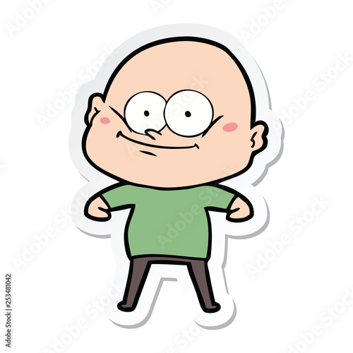 sticker of a cartoon bald man staring