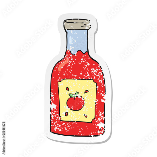 retro distressed sticker of a cartoon ketchup