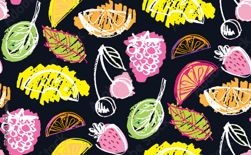 Hand drawn doodle fruit pattern background