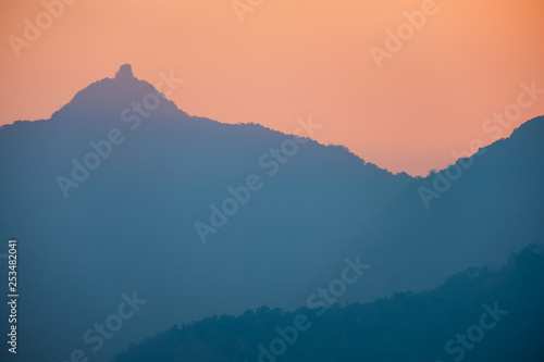 Sunset at mountain in Champasak town, Laos
