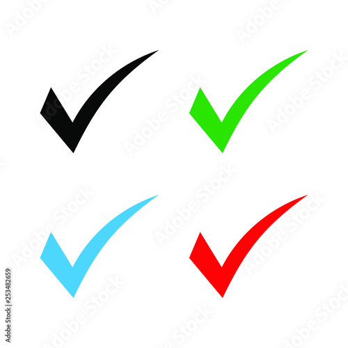 Set of colored check mark icon. Tick symbol, tick icon vector illustration.
