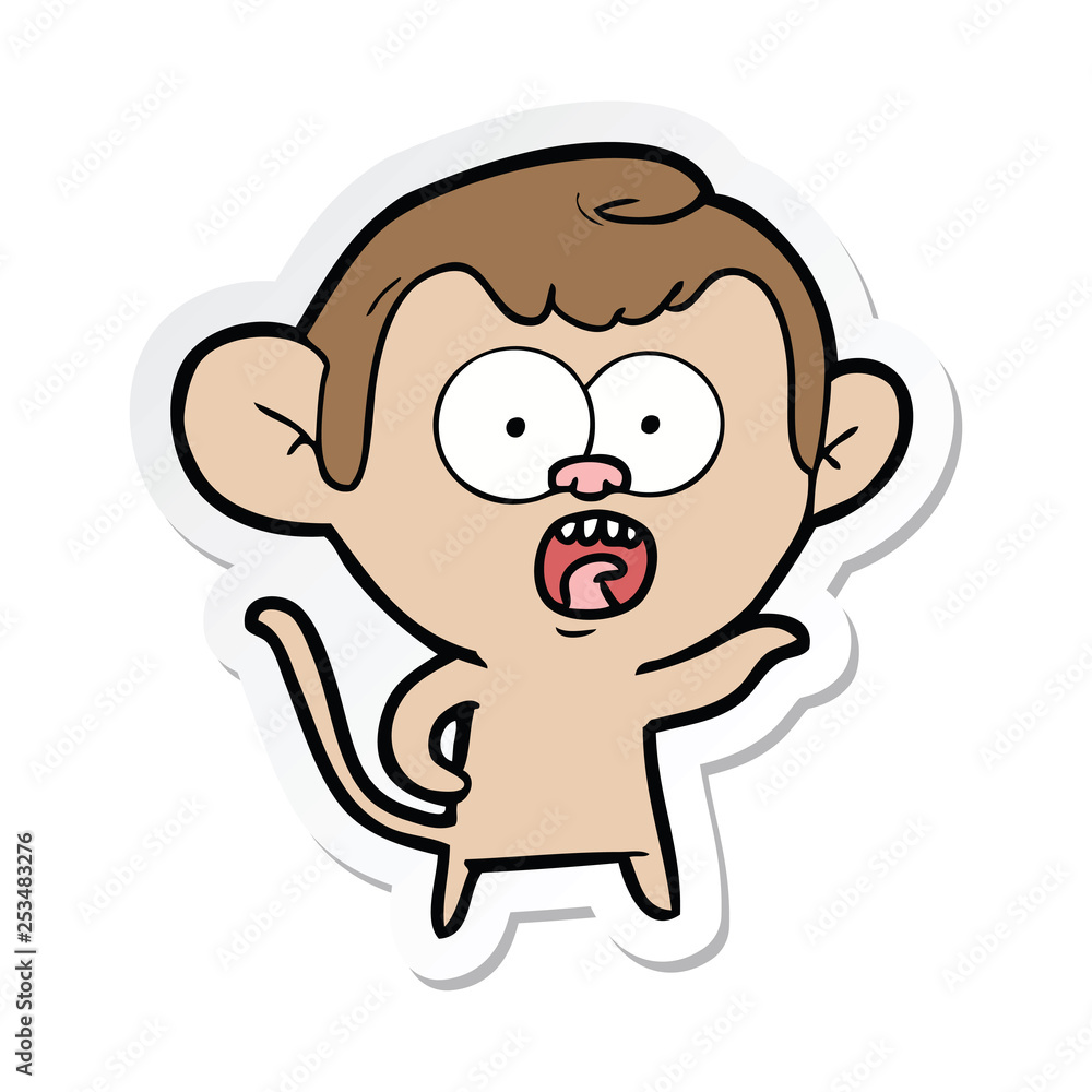 sticker of a cartoon shocked monkey sticker of a cartoon shocked monkey