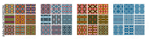 set of different seamless colored vintage geometric pattern