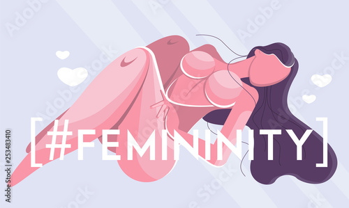 Femininity in social media flat concept