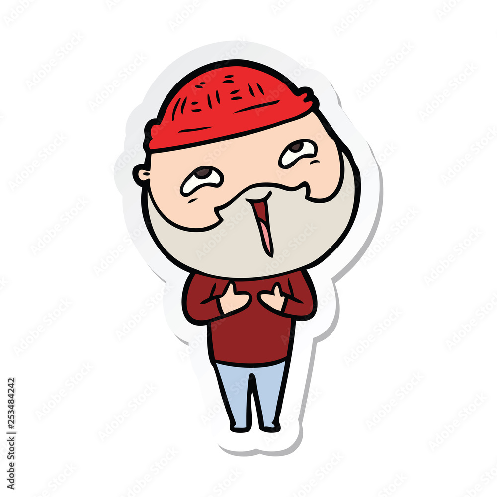 Obraz premium sticker of a cartoon happy bearded man