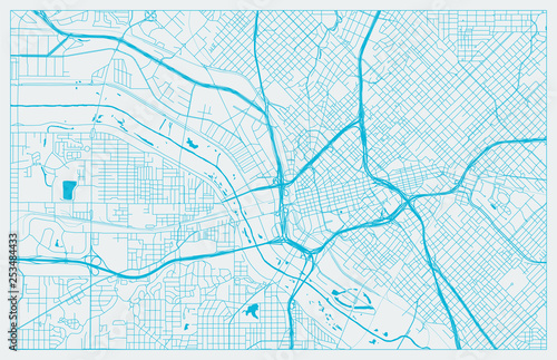 Blue and White vector city map of Dallas