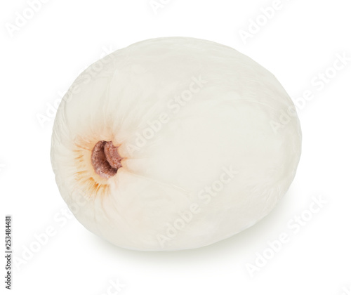 shelled lychee isolated on a white background.