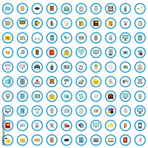 100 document icons set in flat style for any design vector illustration