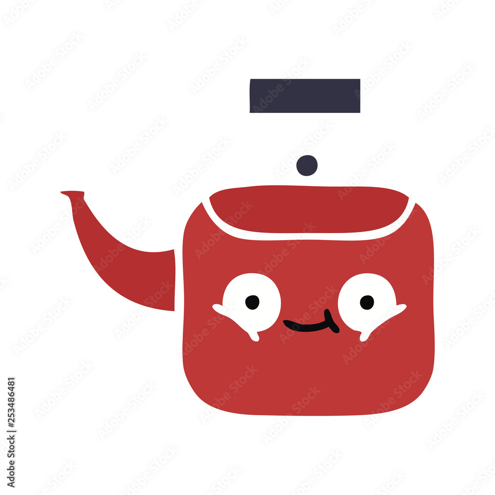 flat color retro cartoon kettle flat color retro cartoon kettle