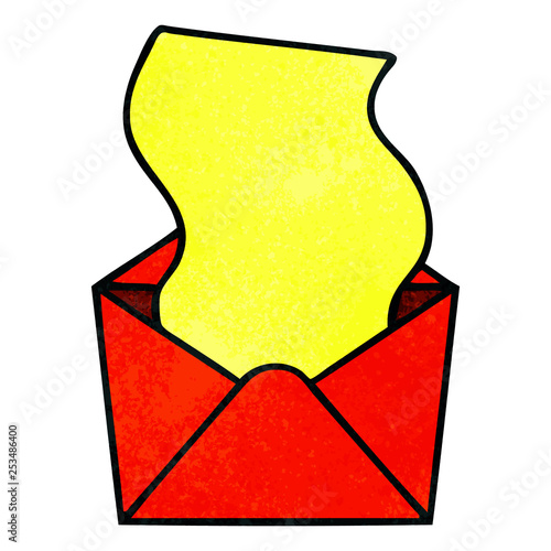 quirky hand drawn cartoon letter and envelope