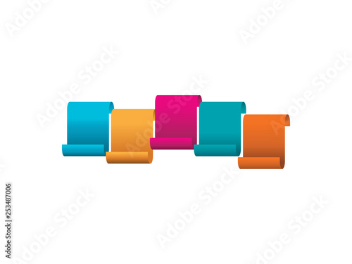 Colored papers with curved ends vector illustration