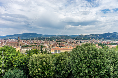 Panaromic view of Florence with Basilica Santa Croce viewed from Piazzale Michelangelo (Michelangelo Square) © SkandaRamana