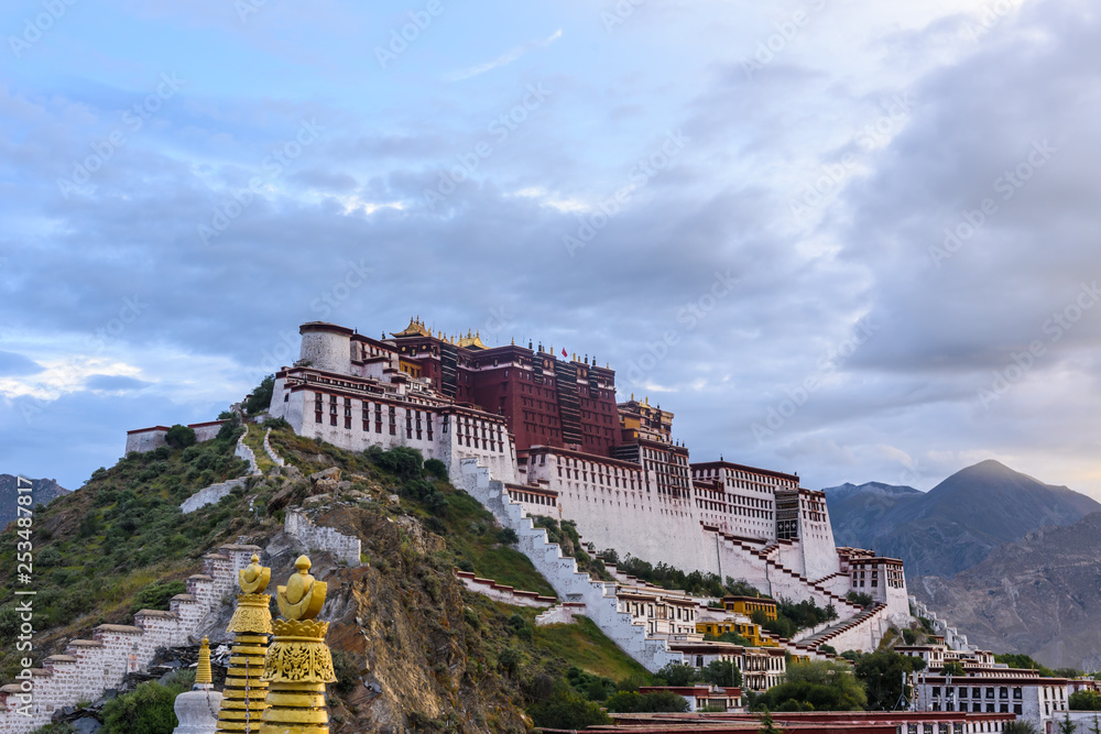 Sunrise scene of the Historic Ensemble of the Potala Palace from the ...