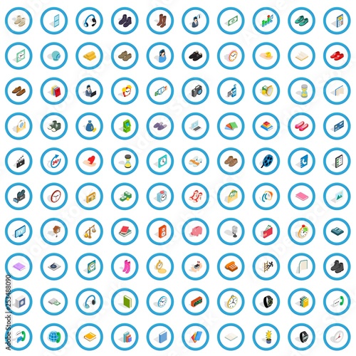 100 donation icons set in isometric 3d style for any design vector illustration
