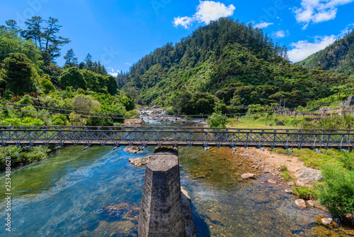 Suspension bridge in the Karangahake Gorge photo