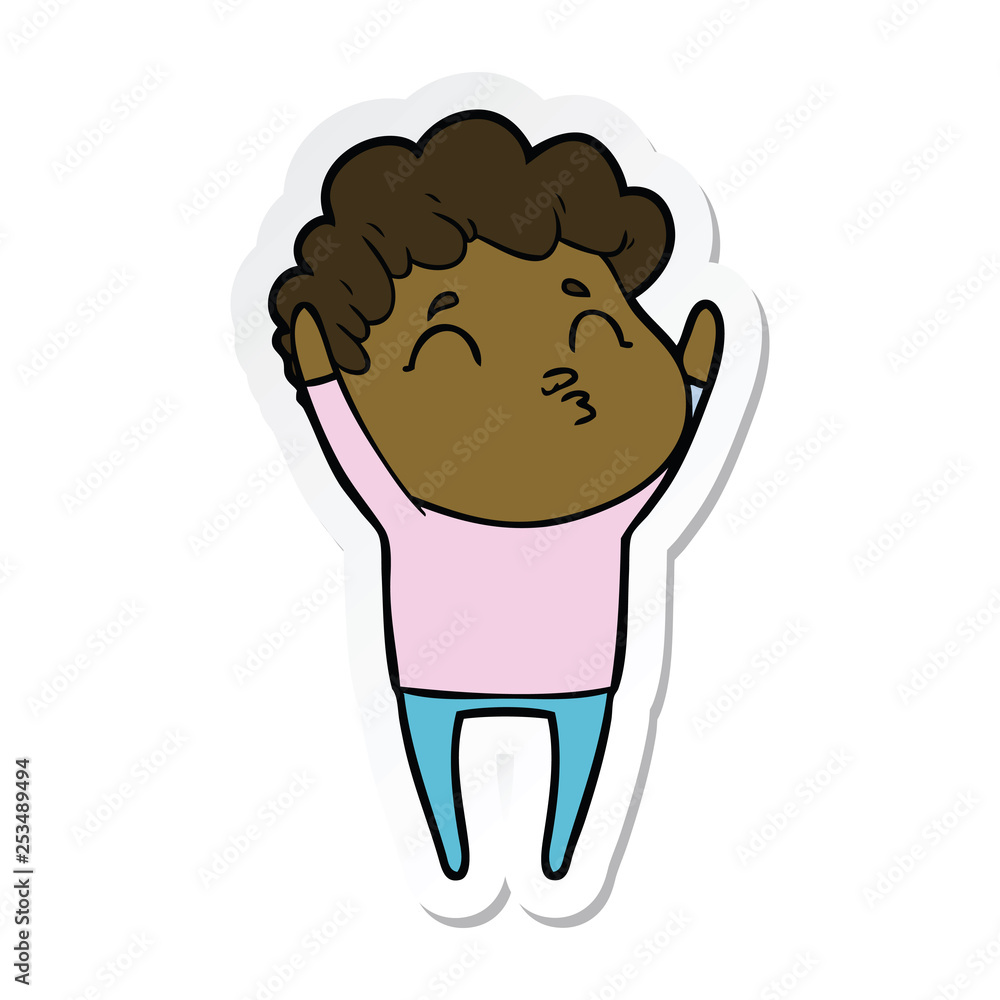 Obraz premium sticker of a cartoon man pouting