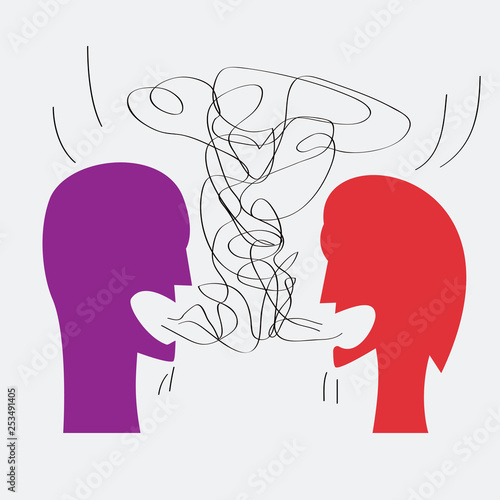couple conflict, people screaming. Vector illustration