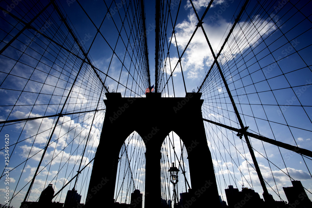 Fototapeta premium The Brooklyn bridge with Manhattan in the background