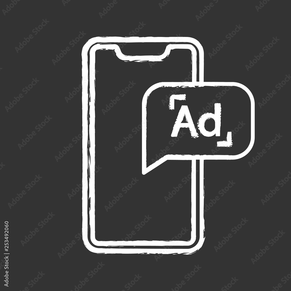 Mobile advertising chalk icon Mobile advertising chalk icon