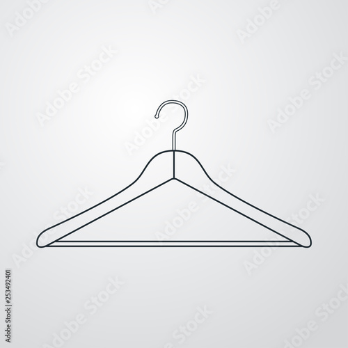 Icono plano lineal percha de madera en fondo gris
