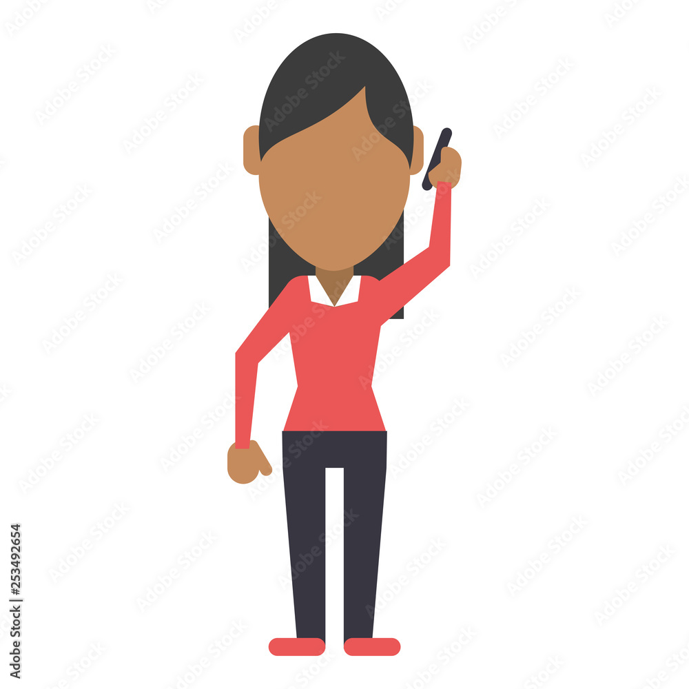 Woman with smartphone avatar cartoon