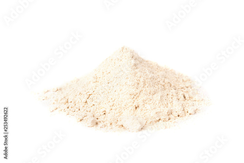 Oat flour isolated on white background.