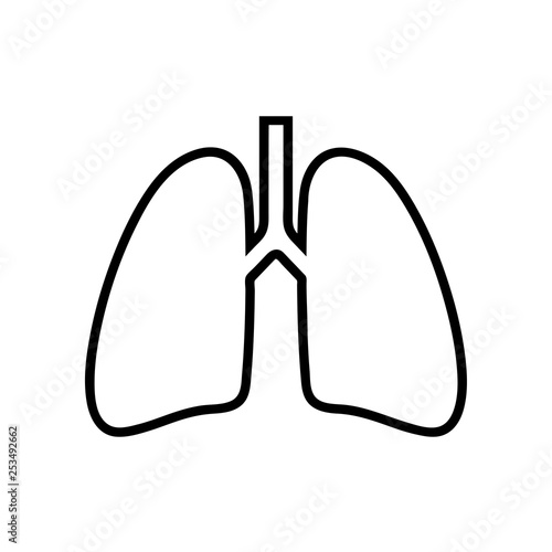 Icono plano lineal pulmones en color negro