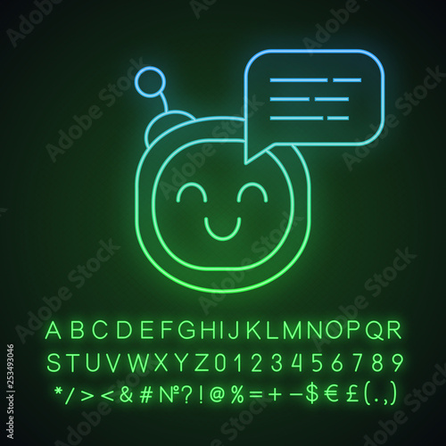 Chatbot message neon light icon