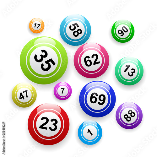 Vector bingo background, balls and numbers
