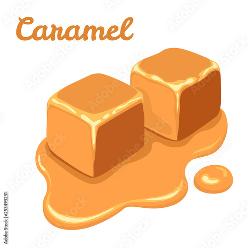 Caramel isolated on white background. Pieces of sweet caramel. Vector color illustration. Icon in simple flat style.