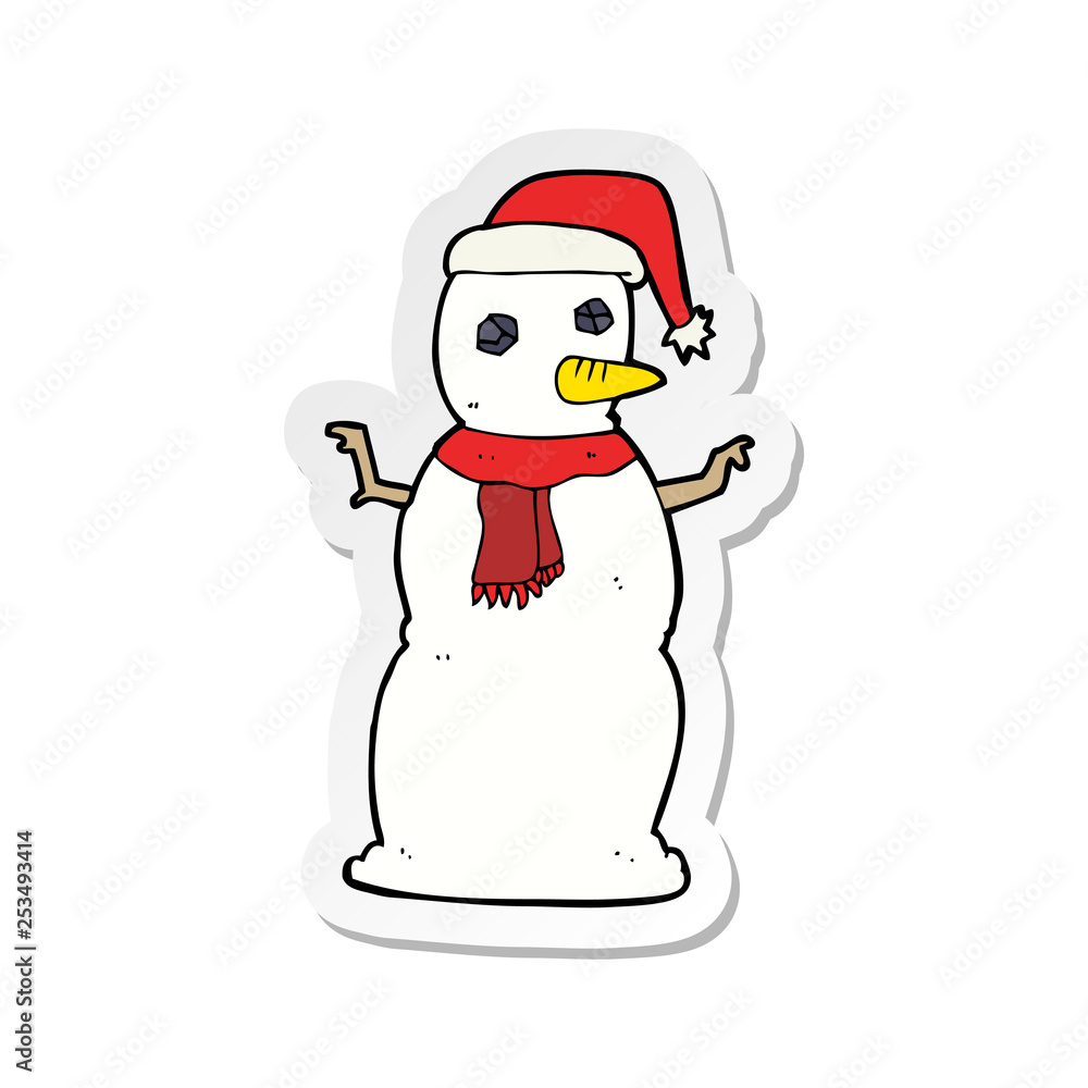 sticker of a cartoon snowman sticker of a cartoon snowman