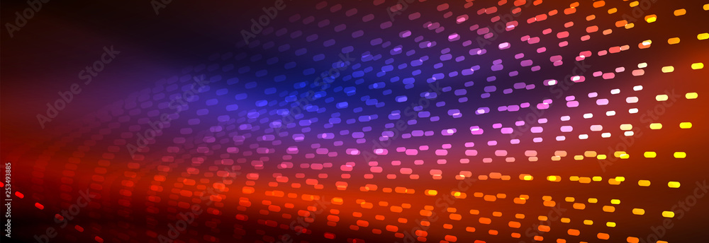 Glowing light particles in dark neon space, magic glow shiny abstract background Glowing light particles in dark neon space, magic glow shiny abstract background