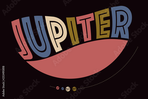 graphic planet Jupiter and its moons in retro comics colors