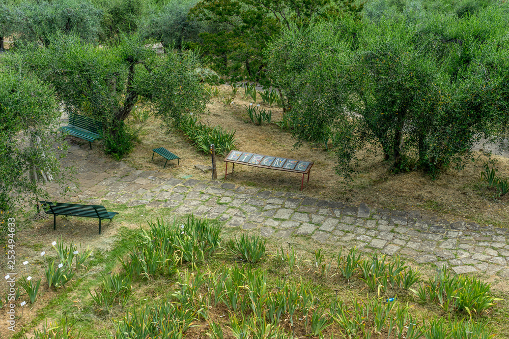 The garden of Giardino Dell iris in Florence, Italy The garden of Giardino Dell iris in Florence, Italy