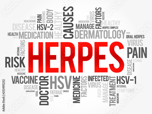 Herpes word cloud collage, health concept background