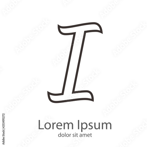 Logotipo letra I mayúscula lineal color gris
