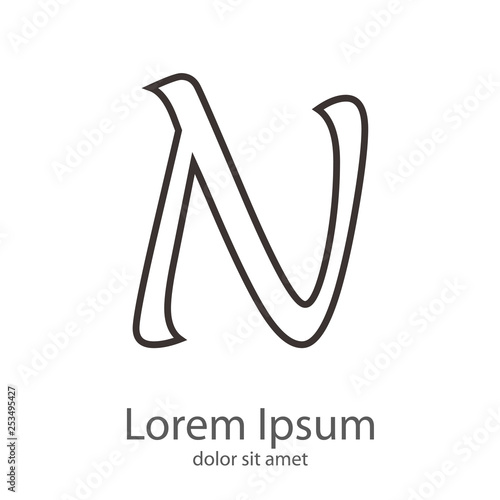 Logotipo letra N mayúscula lineal color gris