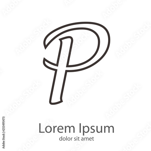 Logotipo letra P mayúscula lineal color gris