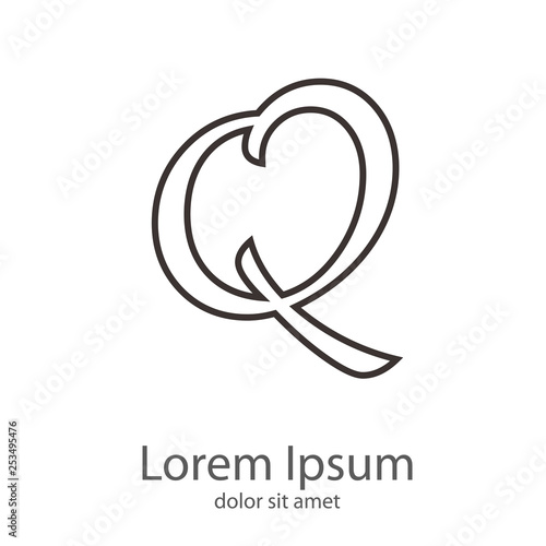 Logotipo letra Q mayúscula lineal color gris