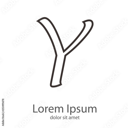 Logotipo letra Y mayúscula lineal color gris