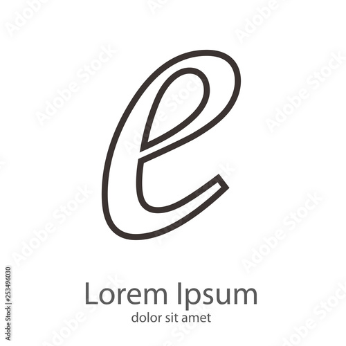 Logotipo letra e minúscula lineal color gris