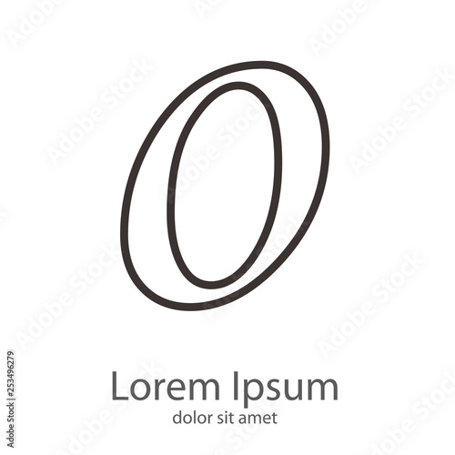 Logotipo letra o minúscula lineal color gris