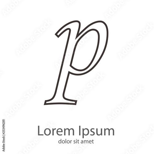 Logotipo letra p minúscula lineal color gris