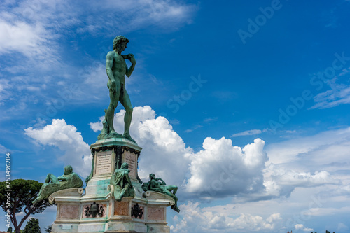 The statue of Michelangelo David at Piazzale Michelangelo (Michelangelo Square) in Florence, Italy photo