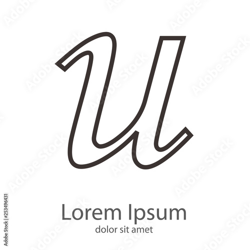 Logotipo letra u minúscula lineal color gris