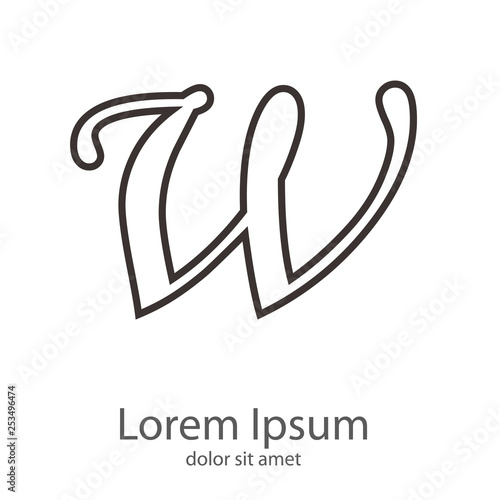 Logotipo letra w minúscula lineal color gris