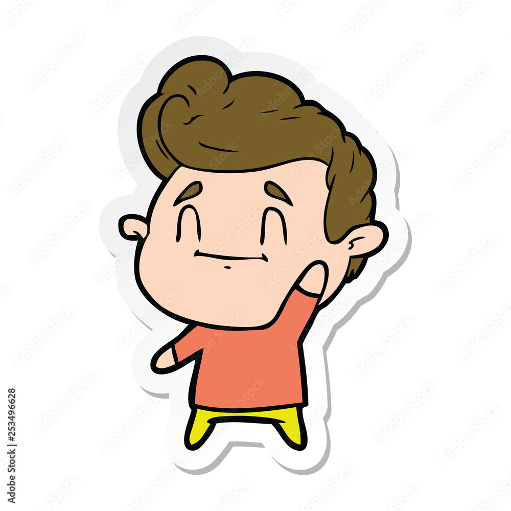 sticker of a happy cartoon man sticker of a happy cartoon man